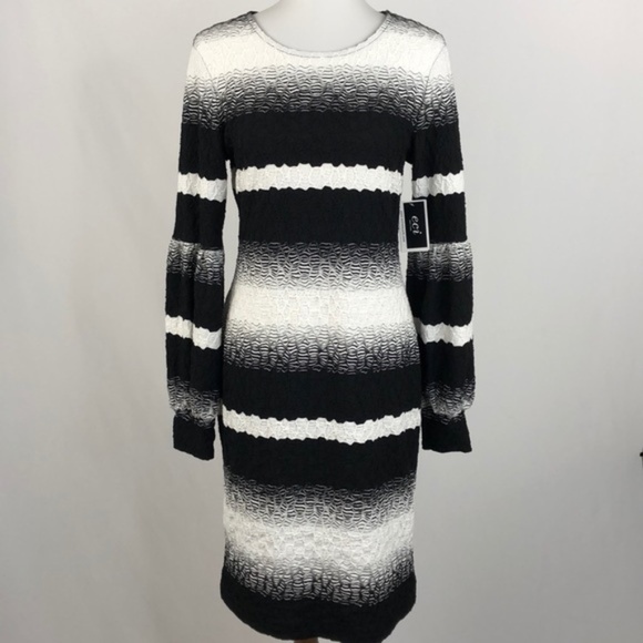 ECI Dresses & Skirts - ECI Black & White Striped Long Sleeve Dress